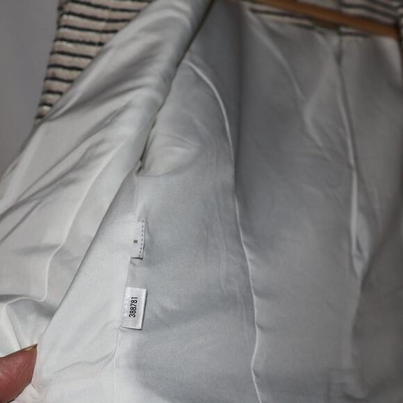 Loft Cream Jacket Black White Stripes Size XS Faux Zip Pockets Cropped - Picture 7 of 9